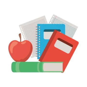 Stack of books with apple fruit icon Illustrazione stock