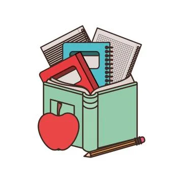 Stack of books with apple fruit icon Stock Illustration