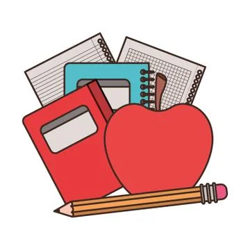 Stack of books with apple fruit icon Stock Illustration