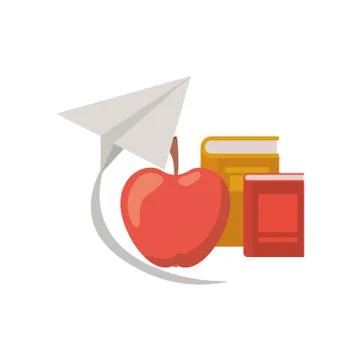 Stack of books with apple fruit icon Stock Illustration