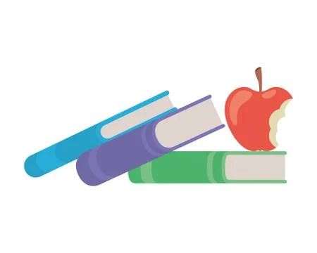 Stack of books with apple fruit icon Stock Illustration
