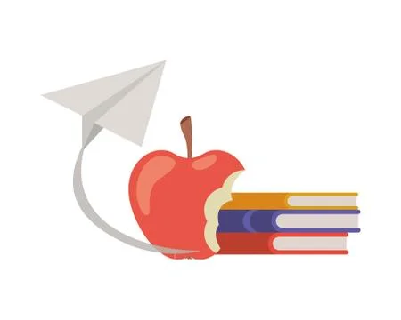 Stack of books with apple fruit icon Stock Illustration