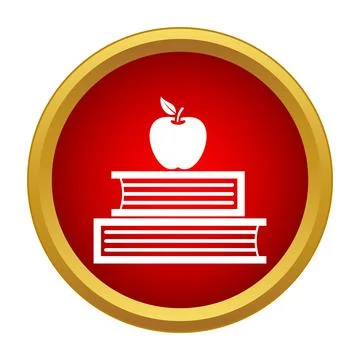 Stack of books with apple symbolizing education and knowledge Stock Illustration
