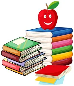 Stack of books with apple on top Stockillustratie