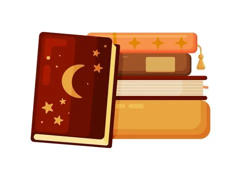 Stack of Books in Autumn Colors Flat Vector Art Stock Illustration
