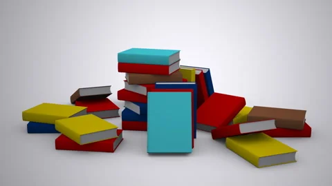 A Stack of Books Background in a 3D animation Stock Footage 252000735
