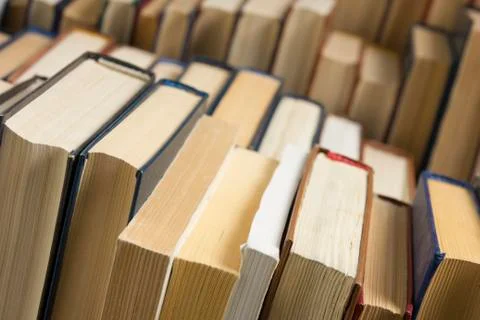 Stack of books background. many books piles. Stock Photos