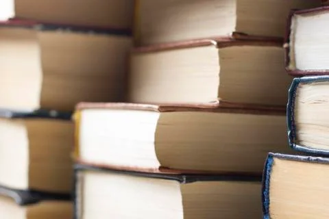 Stack of books background. many books piles. Stock Photos