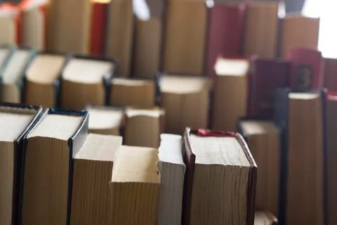Stack of books background. many books piles. Stock Photos