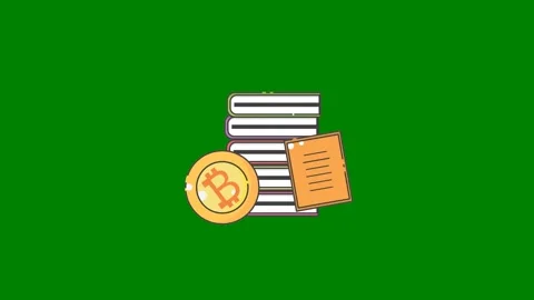 Stack books bit coin top gold coins green screen animated chromakey background Video stock 314063787