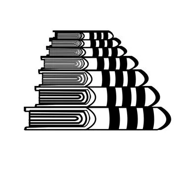 Stack of books black and white design Stock Illustration