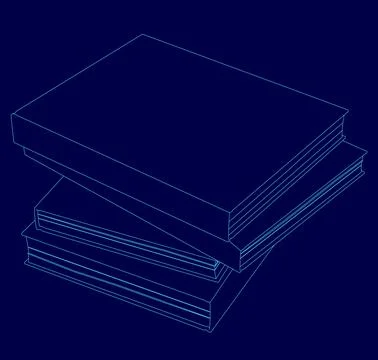 Stack of books with a blue background. The books are stacked on top of each Stock Illustration