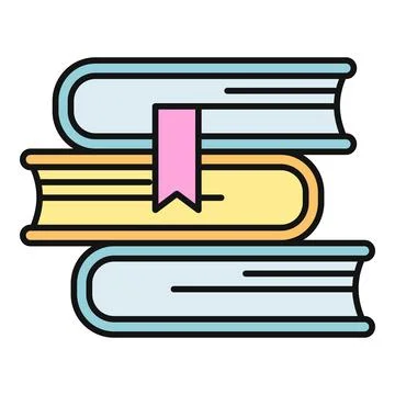 Stack of books with bookmark icon for education Stock Illustration