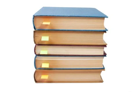 Stack of books with bookmarks 스톡 사진