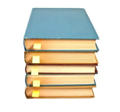 Stack of books with bookmarks 스톡 사진