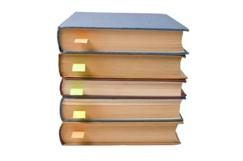 Stack of books with bookmarks 스톡 사진