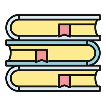 Stack of books with bookmarks representing education and learning Stock Illustration