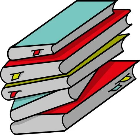 Stack of books with bookmarks to study Stock Illustration