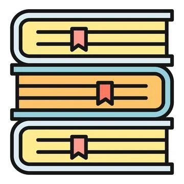 Stack of books with bookmarks vector icon Stock Illustration