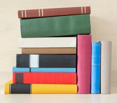 Stack of books in the bookself Foto stock