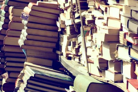 Stack of books at the bookshop Stock Photos