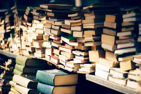 Stack of books at the bookshop Stock Photos