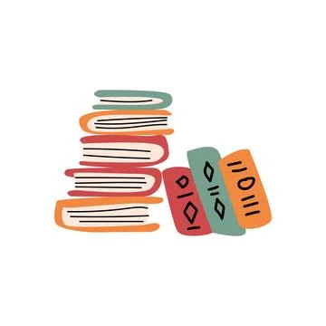 Stack of books in cartoon retro style Stock Illustration