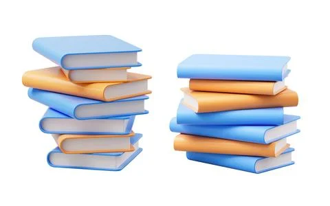 Stack of books with cartoon style, 3d rendering. Illustrazione stock