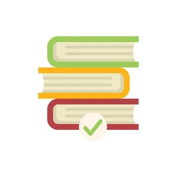 Stack of books with check mark symbol for successful learning Illustrazione stock