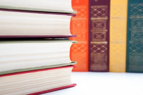 Stack of books closeup Stock Photos