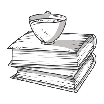 Stack of books with coffee cup library, educational or learning concept 스톡 일러스트