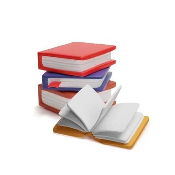 Stack of books with colored cover 3D vector, volumetric pile of textbooks Stock Illustration