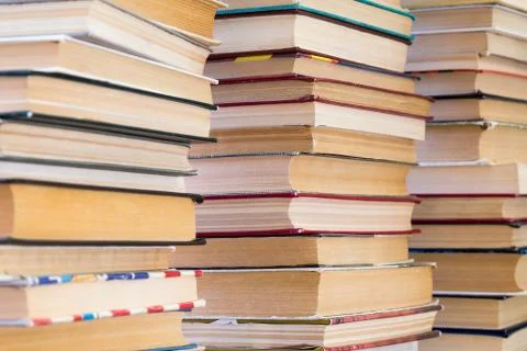 A stack of books with colorful covers. The library or bookstore 스톡 사진