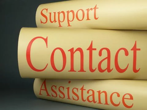 Stack of books, contact, support, assistance Stock Photos