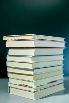 Stack of books on dark backgrounds, World book day Foto stock