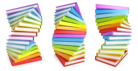 Stack of books with different perspectives Stock Illustration