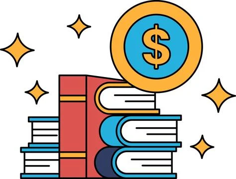 A stack of books with a dollar sign on top Stock Illustration