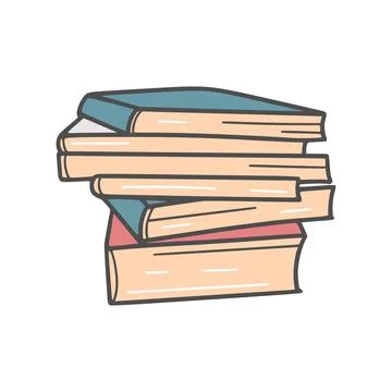 Stack of books doodle sketch style isolated illustration Stock Illustration
