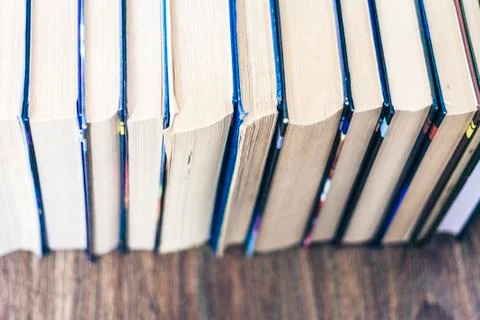 Stack of books education background, many books piles with copy space for tex 写真素材