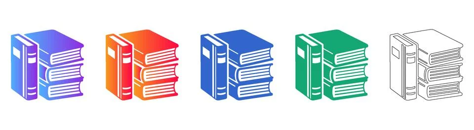 Stack of Books Educational Icons Stock Illustration
