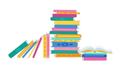 Stack of books flat pile of books in row vector Illustrazione stock
