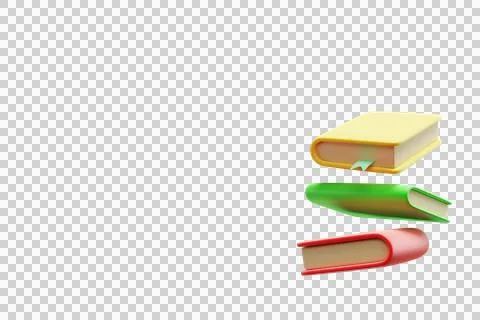 Stack of books in flight on isolated background. Illustrazione stock