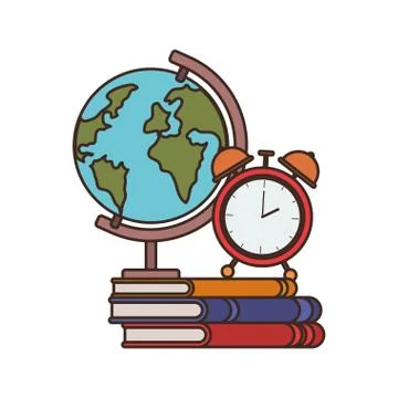 Stack of books with globe on white background イラスト素材