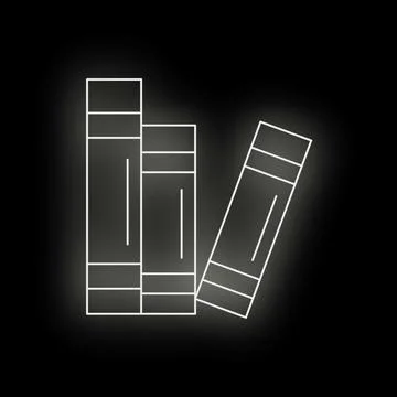 Stack of books glowing neon outline icon Stock Illustration