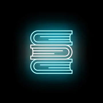 Stack of books glowing neon outline icon Stock Illustration