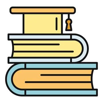 Stack of books with graduation cap icon イラスト素材