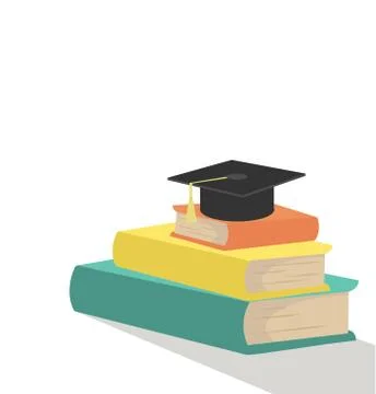 Stack of books with Graduation Cap Stockillustratie