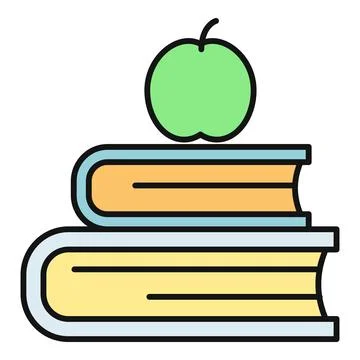 Stack of books with green apple representing education Stock Illustration