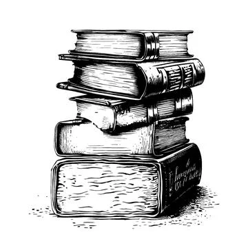 Stack of books hand drawn sketch. 스톡 일러스트