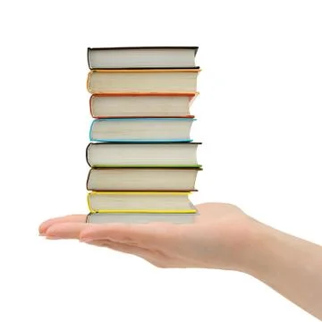 Stack of books in hand Stock Photos